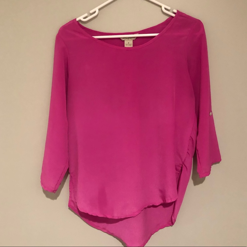 Fuchsia Pink Blouse 3/4 sleeve- Small